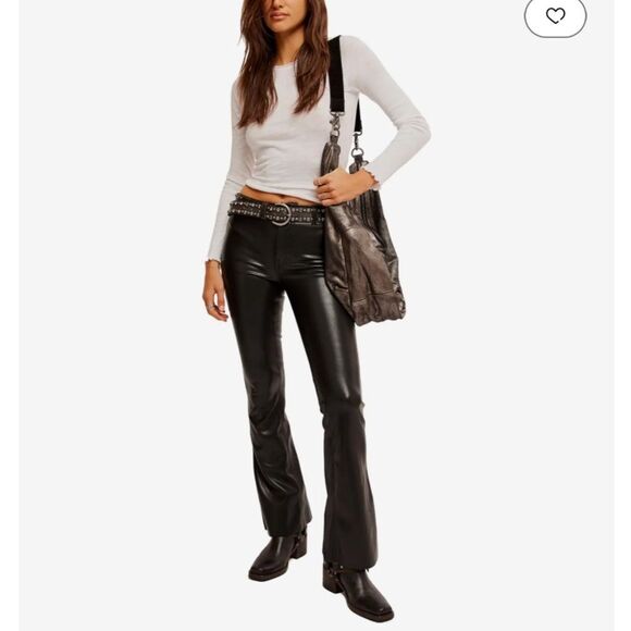 Free People We The Free Level Up Vegan Slit Slim Flare Jeans New w/ Defect - Picture 5 of 16